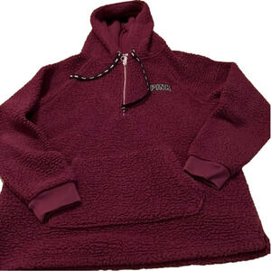 PINK Victoria’s Secret Women’s S 1/2 Zip Deep Pile Hoodie Pullover Sweat…